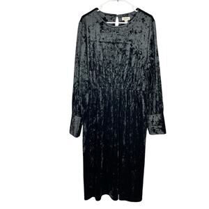On 34th Black Long Sleeve Velvet Midi Dress XL Whimsigoth Witchy Holiday Goth